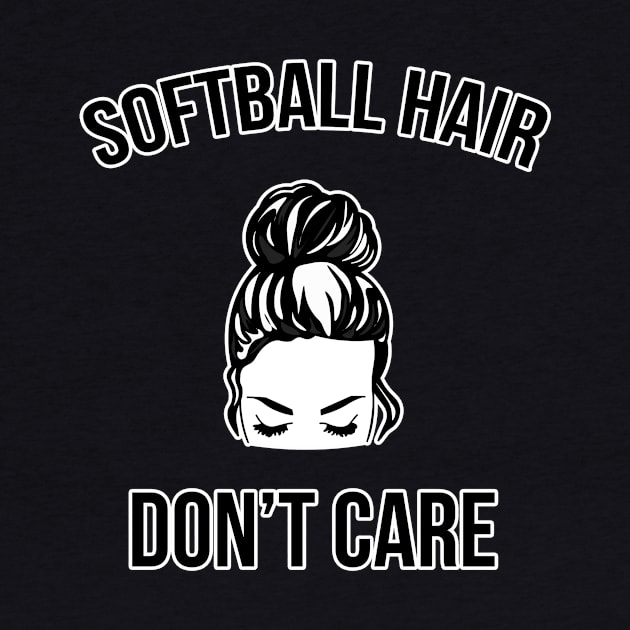 Softball Hair Don't Care Messy Bun Ball Player by charlescheshire